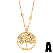 (A) occidental style fashion Life tree pendant personality brief color zircon Life tree necklacenkb