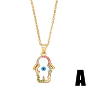 (A)occidental style eyes pendant necklace creative personality colorful diamond eyes man woman style necklacenkb