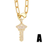 (A)occidental style punkchain necklace chain fashion exaggerating anchors key pendant necklacenkb