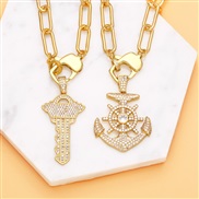 (K)occidental style punkchain necklace chain fashion exaggerating anchors key pendant necklacenkb