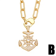 (B)occidental style punkchain necklace chain fashion exaggerating anchors key pendant necklacenkb