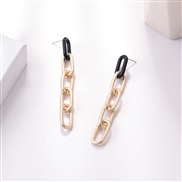 ( black)occidental style trend brief  wind temperament personality fashion earrings earring  geometry tassel chain long