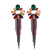 UR long style retro color tassel ear stud woman personality brief Bohemian style earrings same style