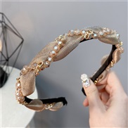 ( brown)Korean style crystal twisted Headband weave chain Headband elegant banquet head buckle woman