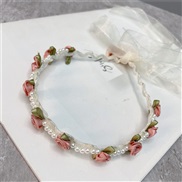 ( Pink)small fresh rose belt Headband sweet Korean style bow bride head super