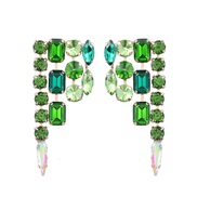 ( green)super claw chain geometry glass diamond diamond colorful diamond fully-jewelled earrings woman occidental style