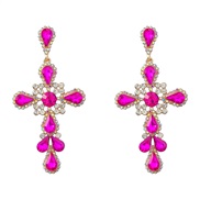 ( rose Red)earrings fashion colorful diamond series Alloy diamond cross earrings woman Bohemia occidental style earring