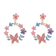 (Pastel )earrings fashion colorful diamond series Alloy diamond flowers butterfly earring occidental style earrings spr