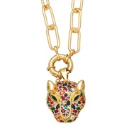 ( Gold)occidental style trend chain man necklace personality exaggerating fully-jewelled color zircon leopard head pend