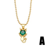 (A green)lovely animal cat pendant sweet woman samll brief temperament clavicle chainnkb