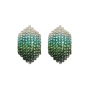 ( Green color)occidental style fully-jewelled Colorful earrings  high gradual change Rhinestone ear stud exaggerating b