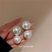( Silver needle  white)silver Korea brief big Pearl earringsins wind fashion ear stud samll personality Earring woman