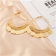 (EZ jinse) occidental style fashion gold big Alloy tassel samll temperament samll earrings woman