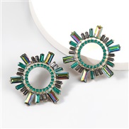 ( green)occidental style creative personality Alloy diamond Rhinestone sun flower earrings woman fashion brief super ar