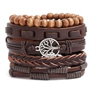 ( brown) personality handmade weave retro leather braceletdiy ife tree set