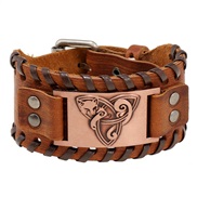 (red ) retro pattern Cowhide bracelet personality weave man punk leather