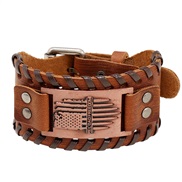 (red ) personality retro weave width leather bracelet occidental style punk wind man Cowhide