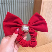 (  red) color velvet big circle woman bow Pearl hair clip brief head leather rope