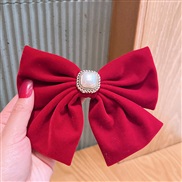(  redSpring clip ) color velvet big circle woman bow Pearl hair clip brief head leather rope