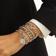 ( White K  )occidental style brief mash up set all-Purpose geometry hollow Metal chain bracelet