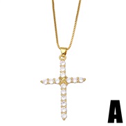 (A) cross necklace woman occidental style fashion retro zircon pendant clavicle chainnka