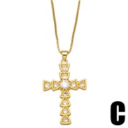 (C) cross necklace woman occidental style fashion retro zircon pendant clavicle chainnka