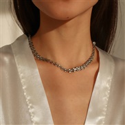( White K)occidental style  Metal wind samll temperament layer elegant geometry necklace woman