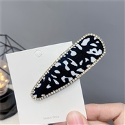 ( Black )Korean style diamond leopard drop grid watch-face hair clip temperament woman