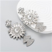 ( white)occidental style fashion exaggerating personality color embed Rhinestone pendant earrings Street Snap all-Purpo