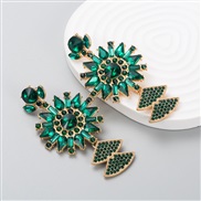 ( green)occidental style fashion exaggerating personality color embed Rhinestone pendant earrings Street Snap all-Purpo