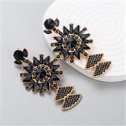 ( black)occidental style fashion exaggerating personality color embed Rhinestone pendant earrings Street Snap all-Purpo