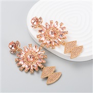 ( Pink)occidental style fashion exaggerating personality color embed Rhinestone pendant earrings Street Snap all-Purpos