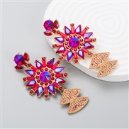 (red AB)occidental style fashion exaggerating personality color embed Rhinestone pendant earrings Street Snap all-Purpo