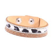 ( khaki)occidental styleu leather bracelet leopard bangle  Korea velvet Rhinestone bracelet bride woman