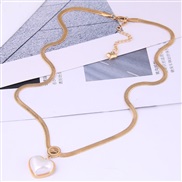 Korean style fashion concise Peach heart Pearl titanium steel temperament necklace