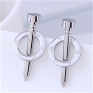 fine Korean style fashion conciseOL Rivet concise circle titanium steel personality woman ear stud