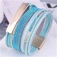 occidental style fashion Metal shine multilayer cortex all-Purpose temperament fashion super width buckle bracelet