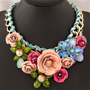 occidental style fashion Metal trend all-Purpose luxurious sweet color wealth flower short style exaggerating necklace