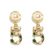 ( green) fashion Alloy earrings  temperament geometry retro high  personality trend style beautiful earrings F
