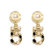 ( black) fashion Alloy earrings  temperament geometry retro high  personality trend style beautiful earrings F