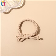 (  Beige) Korean style brief all-Purpose circle high elasticity establishment twisted rope Double layer leather head rop