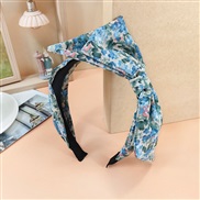 ( blueBroken flowers )apan and Korea Cloth width bow eadband  lovely print  fashion temperament woman