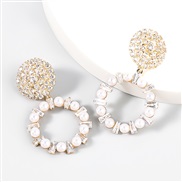 ( Gold)occidental style Alloy diamond zircon imitate Pearl Round earrings woman fashionearrings