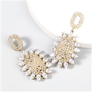 ( Gold)fashion creative Alloy diamond zircon geometry earring super fashion trend earringsearrings