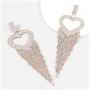 ( Gold)occidental style super claw chain series Alloy diamond love tassel earrings woman trendearrings