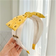 ( yellow )Korean style new eadband pure color Cloth width eadband samll floral bow ladyF