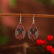 (DC   red)  Round diamond silver color earring  retro flower creative earrings woman  arring