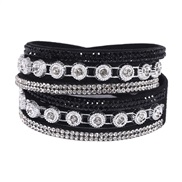 ( black Bracelet)occidental style fashion fashion leather velvet multilayer diamond bracelet  retro Rhinestone bracelet