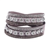 ( gray)occidental style fashion fashion leather velvet multilayer diamond bracelet  retro Rhinestone bracelet woman