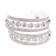 ( white Bracelet)occidental style fashion fashion leather velvet multilayer diamond bracelet  retro Rhinestone bracelet